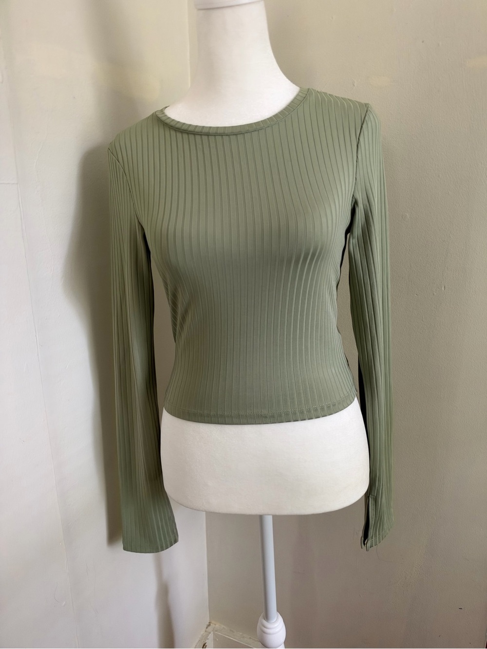 NA-KD Open Back Long Sleeves Top Green Size XS